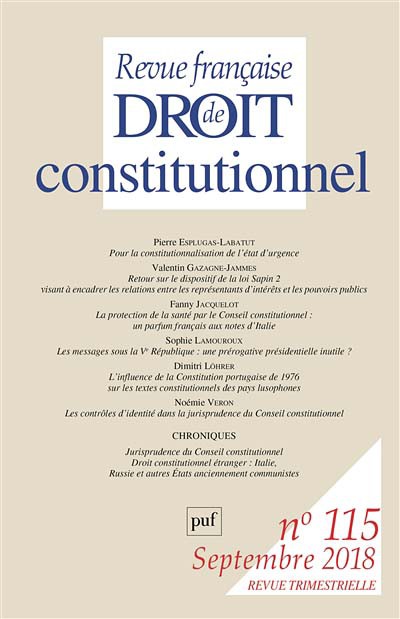 Abonnement Revue française de droit constitutionnel