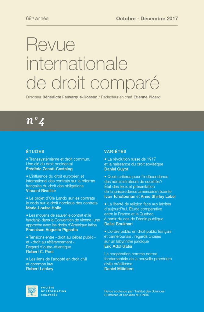 abonnement magazine droit Revue internationale de droit comparée